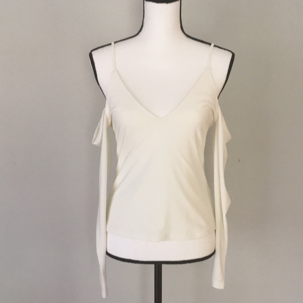Cream Cold Shoulder Boutique Blouse